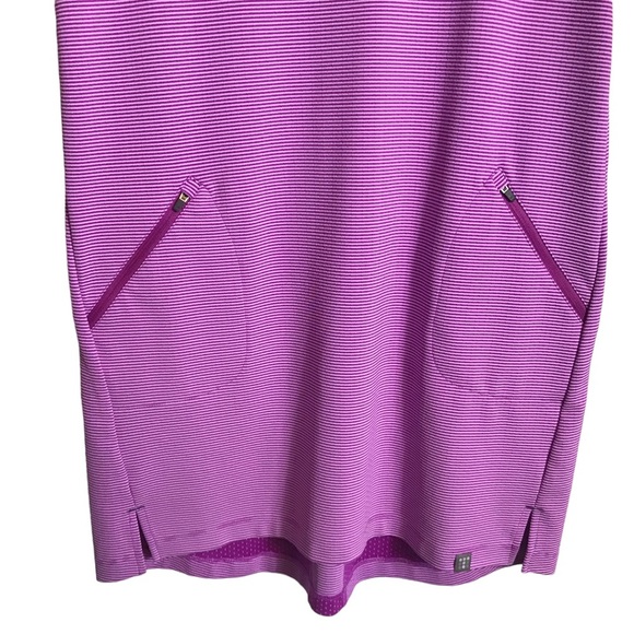 Title Nine Laylis Small Fuchsia Dot Stripe Go Cowl Neck Zip Pocket Tunic Dress‎ - Picture 6 of 10